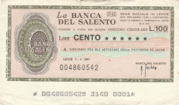 MINIASSEGNO BANCA SALENTO L.100 CONS ARTIG LE CIRC (VS564 - [10] Checks And Mini-checks