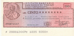 MINIASSEGNO ISTITUTO S.PAOLO L.100 AIGID FDS (VS547 - [10] Checks And Mini-checks