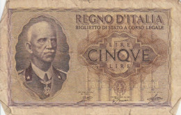 BANCONOTA ITALIA LIRE 5 1940 BIGLIETTO DI STATO VF (VS531 - Italië– 5 Lire