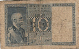 BANCONOTA ITALIA LIRE 10 1939 BIGLIETTO DI STATO VF (VS524 - Regno D'Italia – 10 Lire