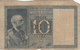 BANCONOTA ITALIA LIRE 10 1939 BIGLIETTO DI STATO VF (VS519 - Regno D'Italia – 10 Lire