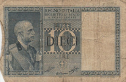 BANCONOTA ITALIA LIRE 10 1939 BIGLIETTO DI STATO VF (VS511 - Regno D'Italia – 10 Lire