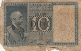 BANCONOTA ITALIA LIRE 10 1939 BIGLIETTO DI STATO VF (VS514 - Regno D'Italia – 10 Lire