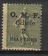 CILICIA - 1920 - SEMEUSE OVERPRINTED "O.M.F. CILICIE 2 PIASTRES/15C" - MINT MNH** (YVERT 84 - MICHEL 75) - Nuevos