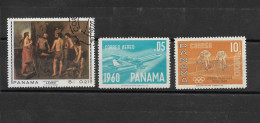 PANAMA / Petit Lot De 3 Timbres POSTE AERIENNE 1 Obl Et 2 Neufs** : Tableau, Avion & Cyclisme - Panama