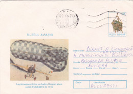CAQUOT BALLON AND FOKKER-E AIRPLAIN ,AVIATION MUSEUM  COVER STATIONERY 1996, ROMANIA - Museums