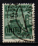 1944 Repubblica Sociale: Monumenti Distrutti - 2ª Emissione 25 Cent. Usato - Usati