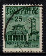 1944 Repubblica Sociale: Monumenti Distrutti - 2ª Emissione 25 Cent. Usato - Gebraucht