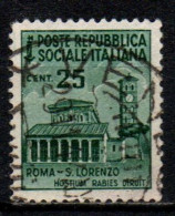 1944 Repubblica Sociale: Monumenti Distrutti - 2ª Emissione 25 Cent. Usato - Usados