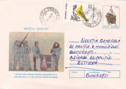 MILITARY UNIFORMS ,AVIATION MUSEUM  COVER STATIONERY 1996, ROMANIA - Museums