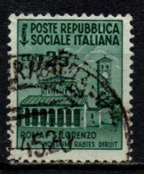 1944 Repubblica Sociale: Monumenti Distrutti - 2ª Emissione 25 Cent. Usato - Used