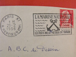 FLAMME FRANCAISE NO 131 PARIS 11   EMISE EN 1952 SUR ENVELOPPE ENTIERE MARINE METIER - Autres & Non Classés