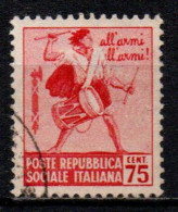 1944 Repubblica Sociale: Monumenti Distrutti - 1ª Emis. 75 Cent. Con Filigrana - Afgestempeld