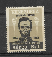 VENEZUELA 1966 ABRAHAM LINCOLN CENTENARY OF DEATH HISTORY SC C930 MI 1667 MNH - Venezuela