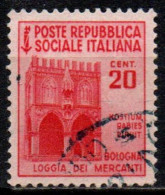 1944 Repubblica Sociale: Monumenti Distrutti - 2ª Emis. 20 Cent. - Oblitérés