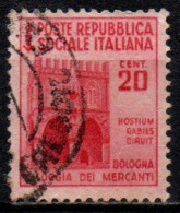 1944 Repubblica Sociale: Monumenti Distrutti - 2ª Emis. 20 Cent. - Usados