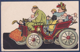 CPA Grotesque Surréalisme Non Circulé Voiture Automobile Grosse Femme Enfants - Humorous Cards