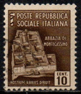 1944 Repubblica Sociale: Monumenti Distrutti - 2ª Emis. 10 Cent. - Oblitérés