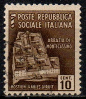 1944 Repubblica Sociale: Monumenti Distrutti - 2ª Emis. 10 Cent. - Usados