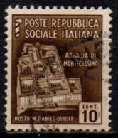 1944 Repubblica Sociale: Monumenti Distrutti - 2ª Emis. 10 Cent. - Afgestempeld