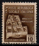 1944 Repubblica Sociale: Monumenti Distrutti - 2ª Emis. 10 Cent. - Usati