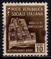1944 Repubblica Sociale: Monumenti Distrutti - 2ª Emis. 10 Cent. - Afgestempeld