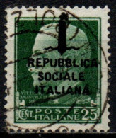 1944 Repubblica Sociale: "imperiale" Soprastampata 25 Cent. Usato - Used