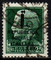 1944 Repubblica Sociale: "imperiale" Soprastampata 25 Cent. Usato - Oblitérés