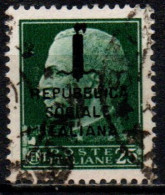 1944 Repubblica Sociale: "imperiale" Soprastampata 25 Cent. Usato - Used