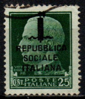 1944 Repubblica Sociale: "imperiale" Soprastampata 25 Cent. Usato - Gebraucht