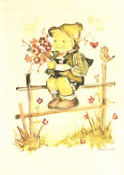 ILLUSTRATION, M.I. HUMMEL, FRIENDLY WORLD-OUTLOOK, NR. 703, CHILD, BIRD, SIGNED, POSTCARD - Hummel