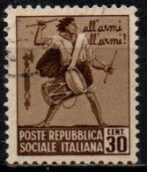 1944 Repubblica Sociale: Monumenti Distrutti - 2ª Emis. 30 Cent. Senza Filigrana - Used