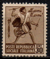 1944 Repubblica Sociale: Monumenti Distrutti - 2ª Emis. 30 Cent. Senza Filigrana - Used