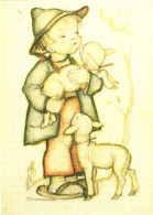 ILLUSTRATION, M.I. HUMMEL, THE LITTLE SHEPHERD, NR. 204, CHILD, LAMB, SIGNED, POSTCARD - Hummel