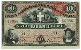 10 LIRE BANCA NAZIONALE NEL REGNO D'ITALIA ITALIA TURRITA 17/07/1872 FDS-/FDS - Other & Unclassified