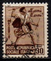 1944 Repubblica Sociale: Monumenti Distrutti - 1ª Emis. 30 Cent. Con Filigrana - Afgestempeld