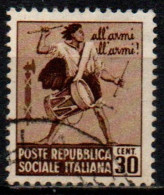 1944 Repubblica Sociale: Monumenti Distrutti - 1ª Emis. 30 Cent. Con Filigrana - Usados