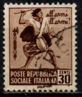 1944 Repubblica Sociale: Monumenti Distrutti - 1ª Emis. 30 Cent. Con Filigrana - Afgestempeld