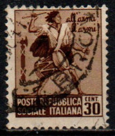 1944 Repubblica Sociale: Monumenti Distrutti - 1ª Emis. 30 Cent. Con Filigrana - Usati