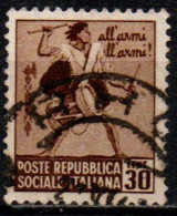 1944 Repubblica Sociale: Monumenti Distrutti - 1ª Emis. 30 Cent. Con Filigrana - Oblitérés