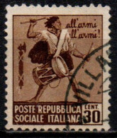 1944 Repubblica Sociale: Monumenti Distrutti - 1ª Emis. 30 Cent. Con Filigrana - Afgestempeld