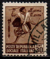 1944 Repubblica Sociale: Monumenti Distrutti - 1ª Emis. 30 Cent. Con Filigrana - Oblitérés