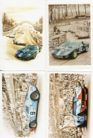 Lot Of 4 Art Cards  FORD GT40 At LE MANS  - Artiste:Francois Bruere - CPM - Le Mans