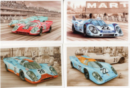 Lot Of 4 Art Cards Of PORSCHE 917K At LE MANS  - Artiste:Francois Bruere - CPM - Le Mans