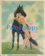 220316 ART ARTE PIN - UPS  WOMAN NUDE SENSUAL WITH HORSE CARD NO POSTCARD - Pin-Ups