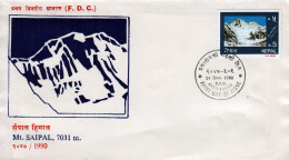 Mt. Saipal Himalayan Mountain FDC 1990 Nepal - Bergen