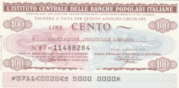 MINIASSEGNO IST.CENTR. BP ITALIANE 100 L. ASS IND LOMBARDA (A633---FDS - [10] Assegni E Miniassegni