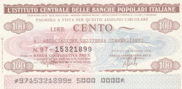 MINIASSEGNO IST.CENTR. BP ITALIANE 100 L. ASS VELITERNA COMM (A629---FDS - [10] Assegni E Miniassegni