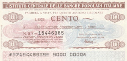 MINIASSEGNO IST.CENTR. BP ITALIANE 100 L. ASS COMM LODI (A626---FDS - [10] Assegni E Miniassegni