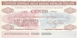 MINIASSEGNO IST.CENTR. BP ITALIANE 100 L. UN COMM LECCHESI (A601---FDS - [10] Assegni E Miniassegni